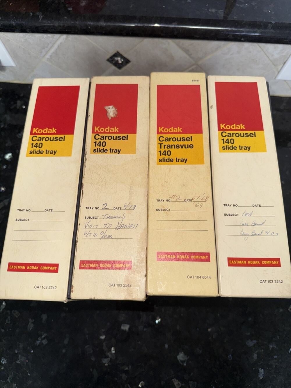 Lot of 4 Vintage Kodak Carousel 140 Slide Trays-Boxes & Instructions